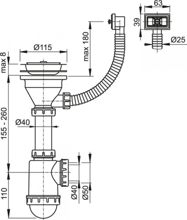 Сифон для мойки AlcaPlast A447