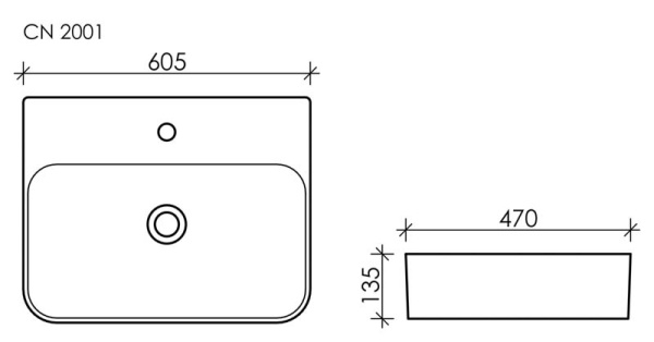 Раковина подвесная (60х47) Ceramica Nova AURA CN2001