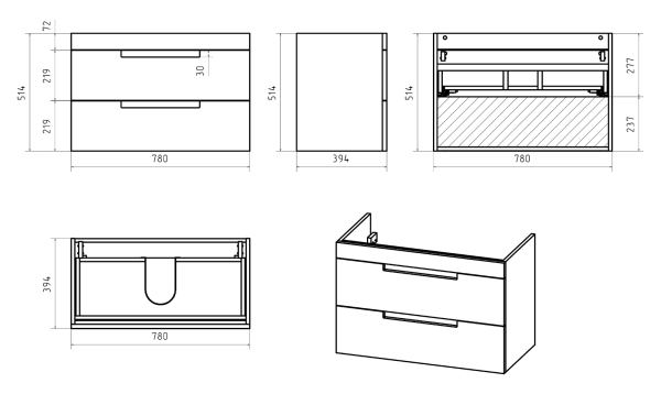 Тумба под раковину Brevita Ariana 80 ARI-01080-03062Я