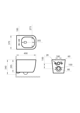 Унитаз подвесной безободковый Art&Max RIMINI AM204CHR (без сиденья)