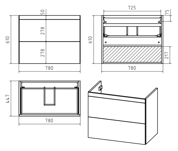 Тумба под раковину Misty Атлантик 80  П-Атл-01080-501П2Я