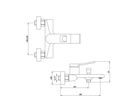 Смеситель для ванны с душем Bronze de Luxe Element EL03GB