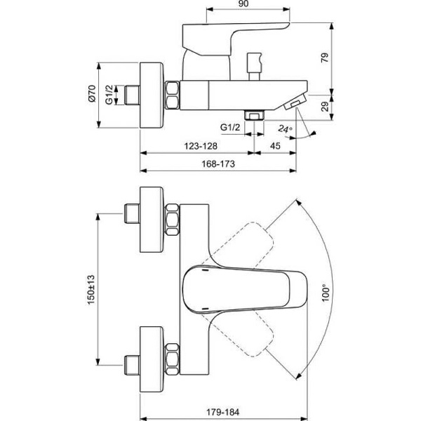 Набор для ванны 3 в 1 Ideal Standard Ceraplan III BD005AA