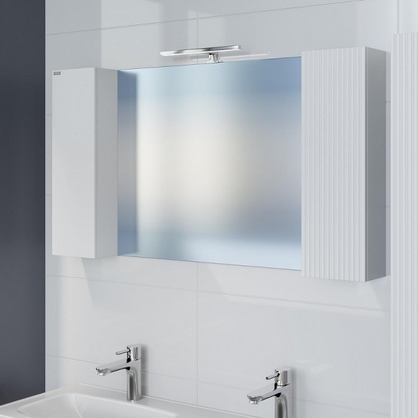 Зеркальный шкаф (120х65) Санта Вега 700452 белый глянец