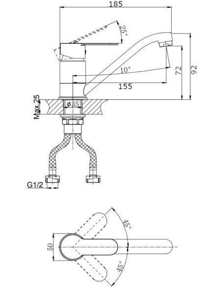 Смеситель для кухни RUSH Tenerife TE2835-25