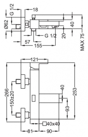 Смеситель для ванны Cezares Molveno MOLVENO-VM-01-Cr