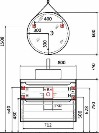 Зеркало Jorno Wood 60 Wood.02.60/ТК