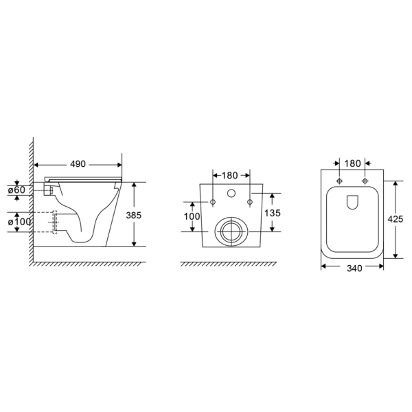 Унитаз подвесной безободковый Grossman  GR-4479SQC с сиденьем микролифт