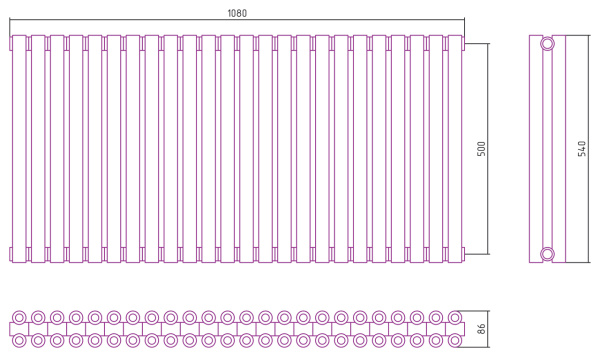 Полотенцесушитель Водяной Сунержа Эстет-00 (50х108) 24 секции Матовый Черный 31-0332-5024