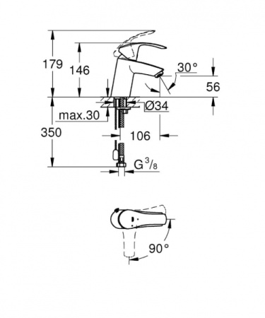 Смеситель для раковины Grohe Eurosmart New 23372 002 (23372002) хром 