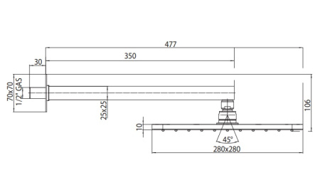 Верхний душ с кронштейном Bossini Cosmo H69598I.094 никель шлифованный