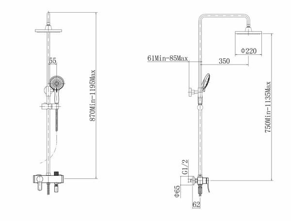 Душевая система с изливом Fashun  A2454 Душевая система с изливом Fashun  A2454