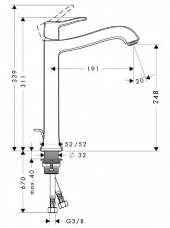 Смеситель для раковины Hansgrohe Metris Classic 31078000