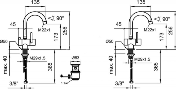 Смеситель для раковины с донным клапаном Laufen Twinprime 3.1132.1.004.211.1 Смеситель для раковины с донным клапаном Laufen Twinprime 3.1132.1.004.211.1