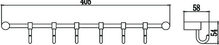 Планка с крючками 6 крючков Savol S-006206