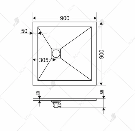 Душевой поддон (90х90)  RGW ST-Be 16152099-03