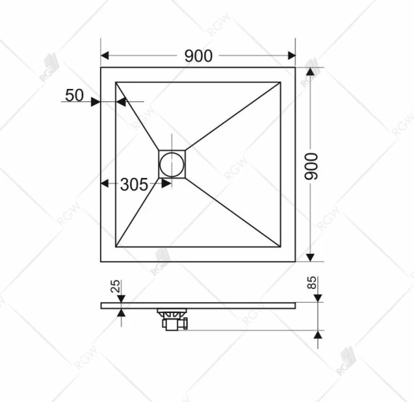 Душевой поддон (90х90)  RGW ST-Be 16152099-03