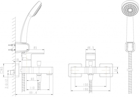 Смеситель для ванны с коротким изливом  Bravat Riffle F672106C-B