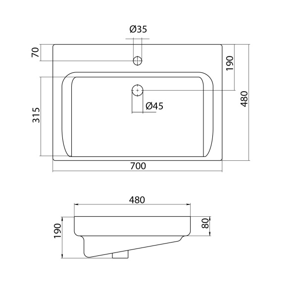 Раковина подвесная (70х48) Misty Santek Тигода 70 1.WH30.2.083