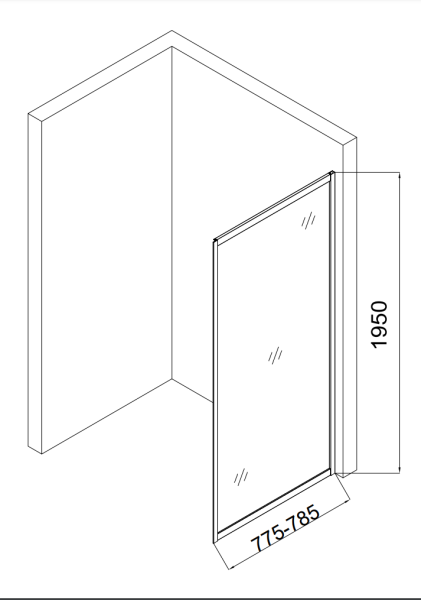 Душевая боковая стенка 80х195 Taliente TA-08-1CP