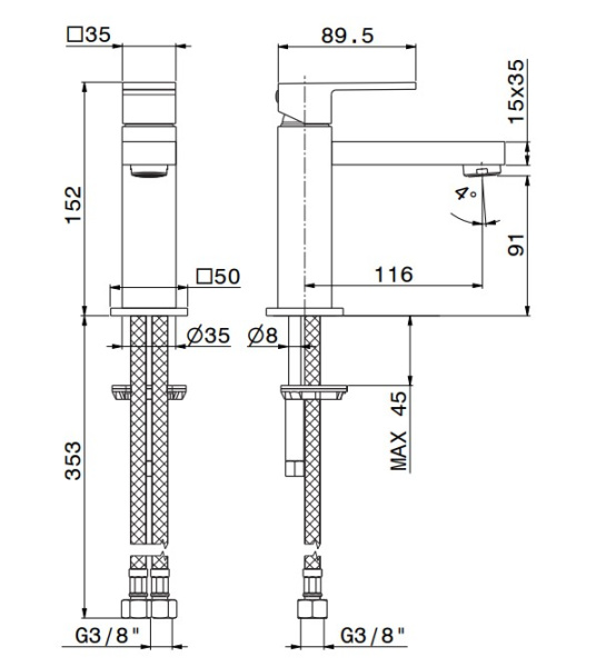Смеситель для раковины Kerama Marazzi Futura 66412KM.01.093 Смеситель для раковины Kerama Marazzi Futura 66412KM.01.093