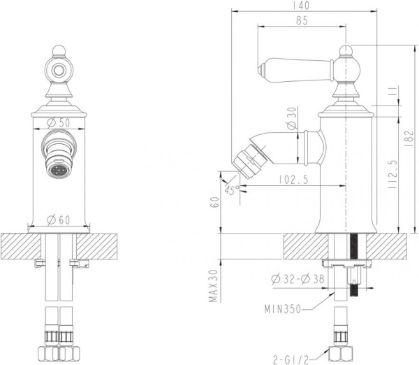 Смеситель для биде Bravat Art F375109C