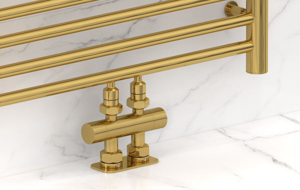 Вентиль Сунержа прямой EU50 (2 х G 1/2" НР х G 3/4" НГ) 03-1417-1234 золотой глянцевый