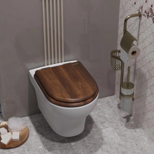 Унитаз подвесной безободковый Opadiris Лоренцо OS41712N сиденье светлый орех