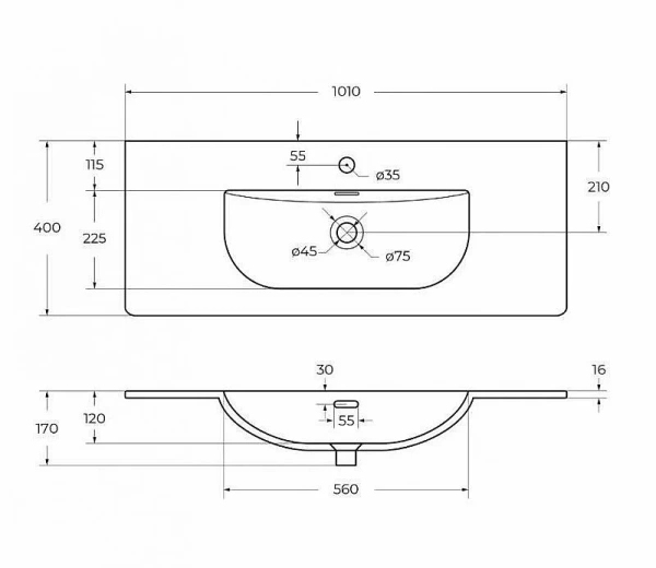 Тумба под раковину BelBagno Marino MARINO-CER-MINI-1000-2C-SO-BL-P Bianco Lucido