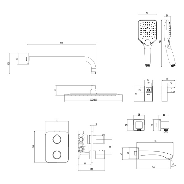 Душевая система Lemark Yeti термостатический для ванны и душа (LM7842С)
