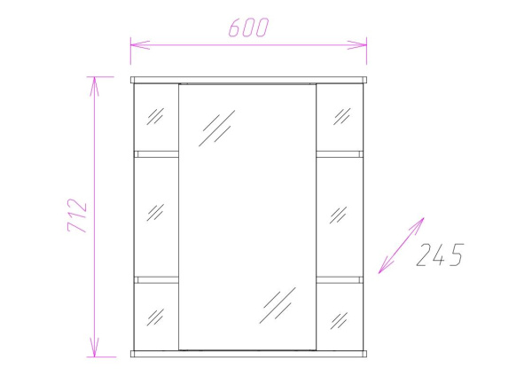 Зеркало-шкаф c подсветкой Onika Глория 60 (60x71,2) 206007
