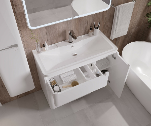 Тумба напольная Grossman АДЕЛЬ-90 см  109004 с 2-я ящ, белая