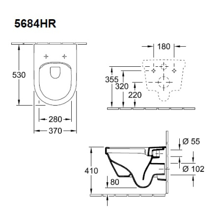 Унитаз подвесной безободковый Villeroy & Boch Architectura 5684 HR R1 (5684HRR1) CeramicPlus,