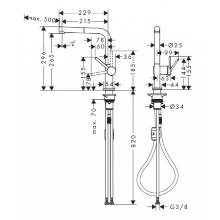Смеситель для кухни Hansgrohe Talis M54 72845000, хром