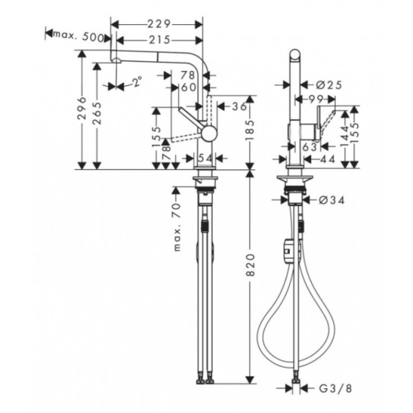 Смеситель для кухни Hansgrohe Talis M54 72845000, хром