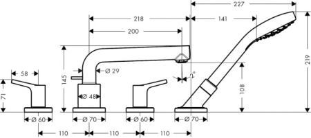 Смеситель на борт ванны Hansgrohe Talis S 72418000