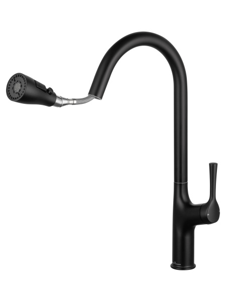 Смеситель для кухни с выдвижным изливом WONZON & WOGHAND, черный матовый WW-AE54123-MB