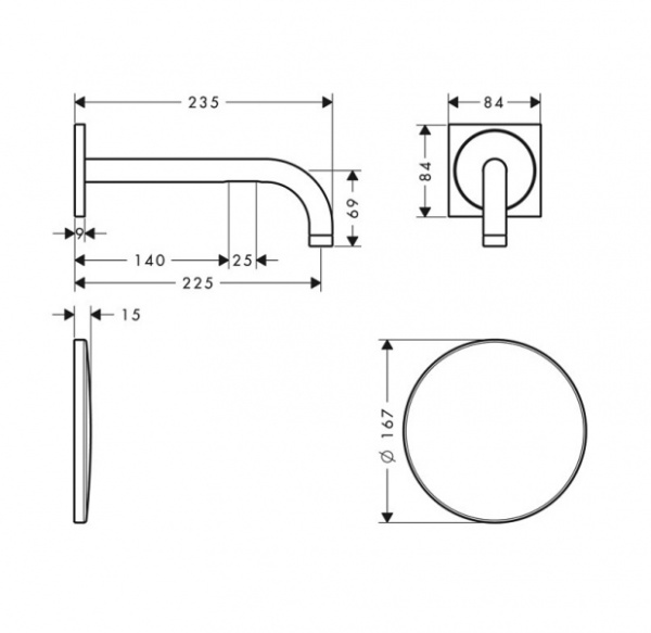 Смеситель для умывальника электронный Axor Uno² 38120000