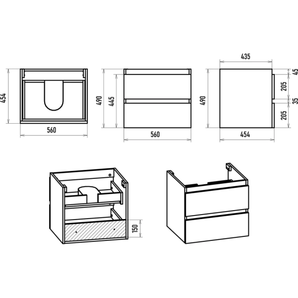 Тумба под раковину 60 Brevita Victory VIC-09060-0102Я без раковины