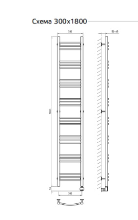 Электрический полотенцесушитель с функцией быстрой сушки ArtofSpace ARTICO EAAO3001800RAL0000RP