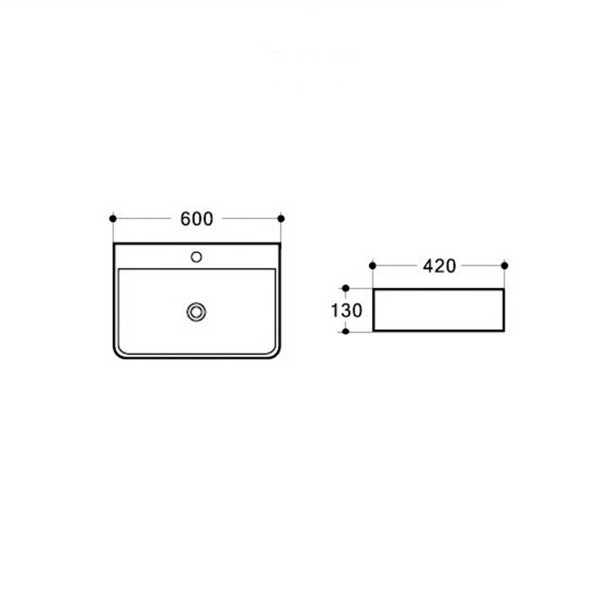Раковина накладная (60х42) Vincea VBS-303 белый