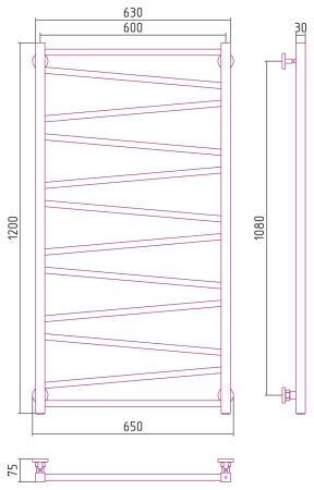 Полотенцесушитель Водяной Сунержа Сирокко (120х60) Золото 03-0253-1260