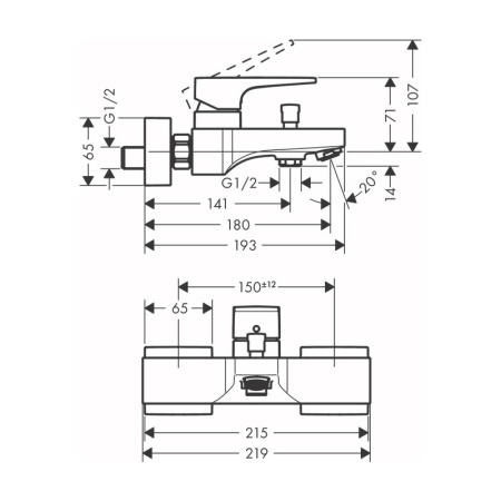 Смеситель для ванны Hansgrohe Metropol 32540990 полированное золото