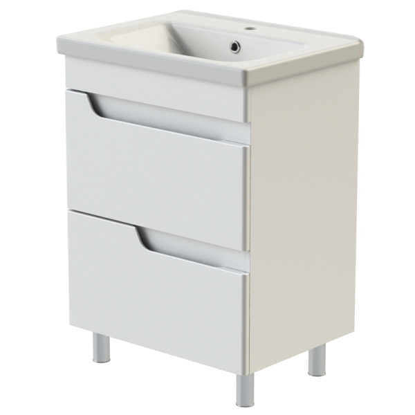 Тумба с раковиной Orange TOPLINE-Milano TM60-02 напольная, белый глянец