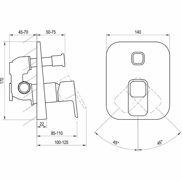 Смеситель для ванны Ravak 10° TD 065.00 X070070