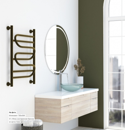 Полотенцесушитель Электрический Cунержа Иллюзия Правый (1200x600) ФЛОК состаренная Бронза 51-0545-1260