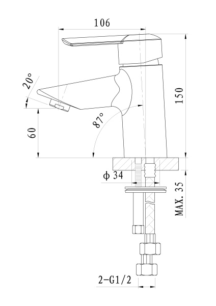 Смеситель для раковины WONZON & WOGHAND BAROQUE, хром WW-191101-CR