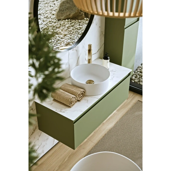 Тумба без раковины 100 см Aqwella Geometria GE01101SH шалфей зеленый матовый