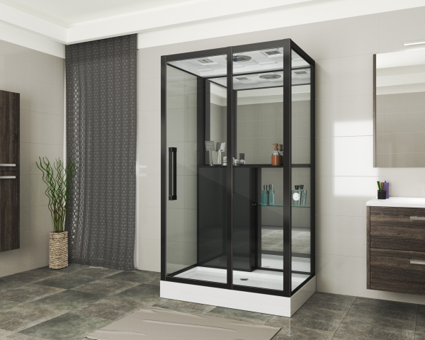 Душевая кабина (80х120) Grossman  GR267 раздвижная, черный, прозрачный