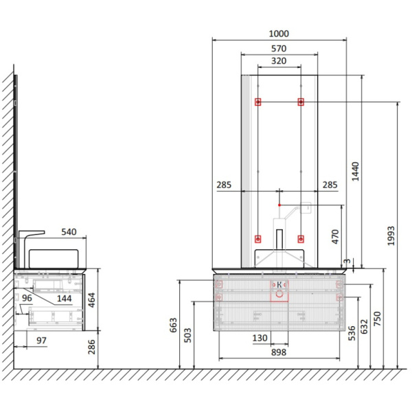 Тумба под раковину Jorno Strong 100  Str.01.100/P/A